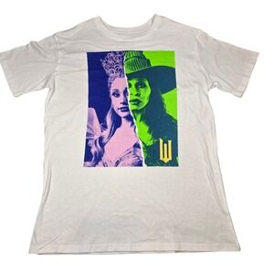 Wicked Movie Glinda Elphaba Graphic T-Shirt White Ariana Grande XS NEW
